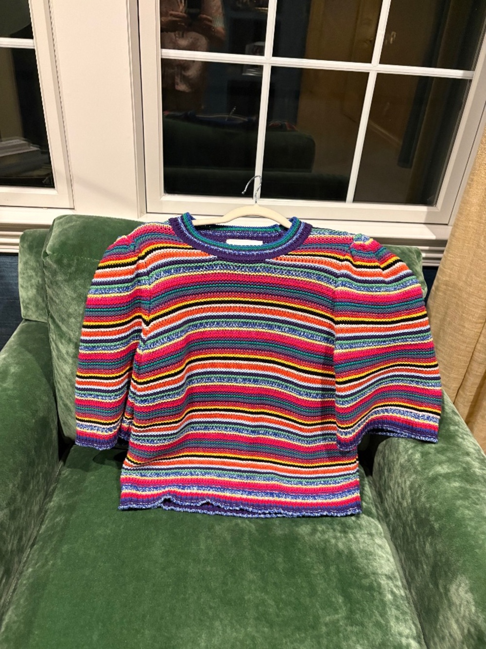 Short sleeve multi color sweater
